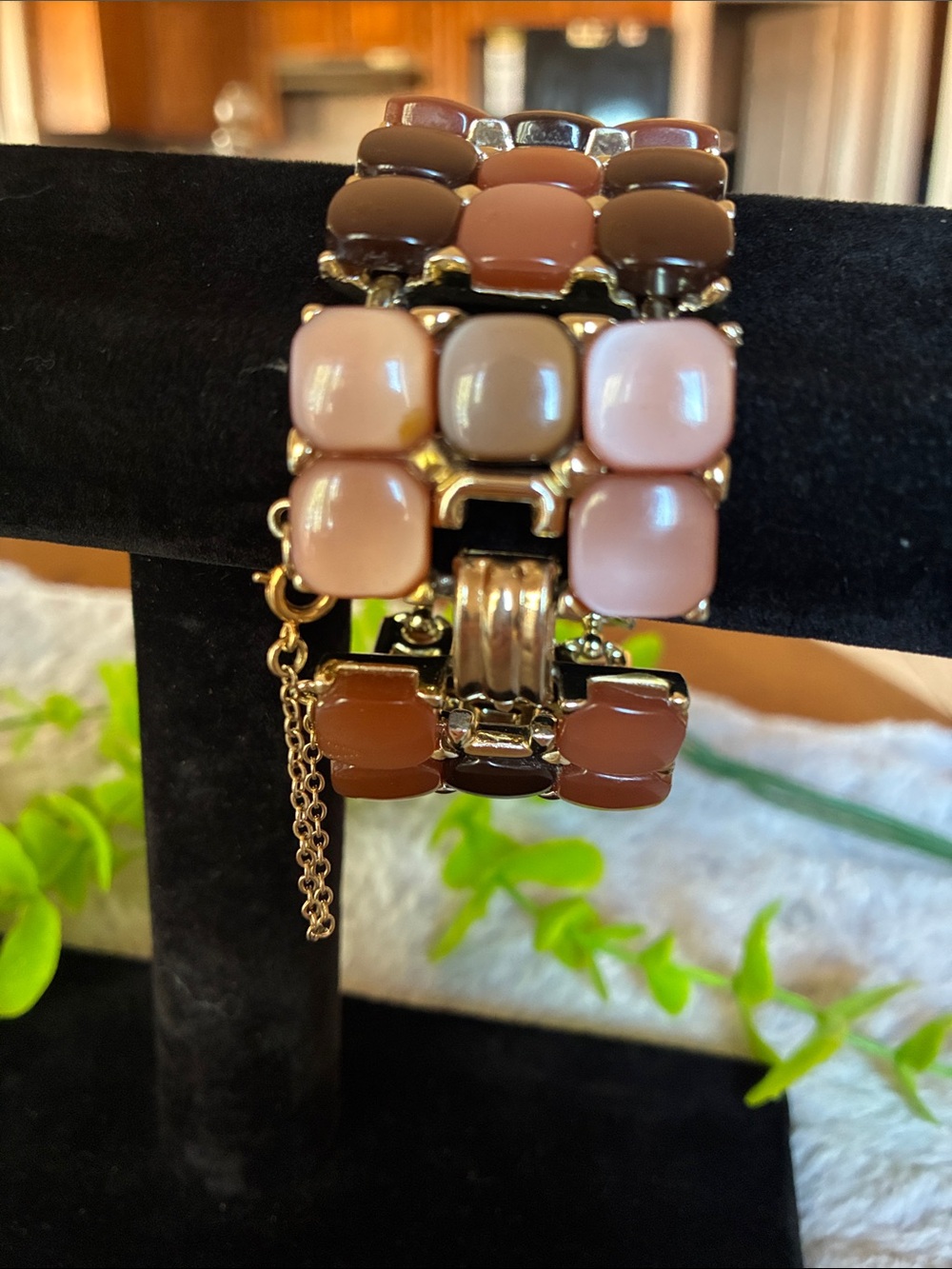 Coro Pink and Brown Multi-Row Stretch Bracelet